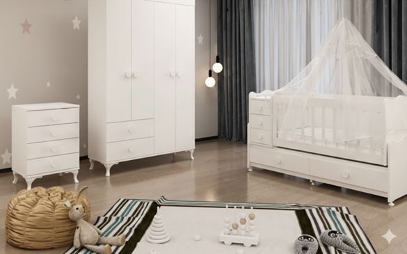 Bunk Bed, Desk, Toy Cabinet